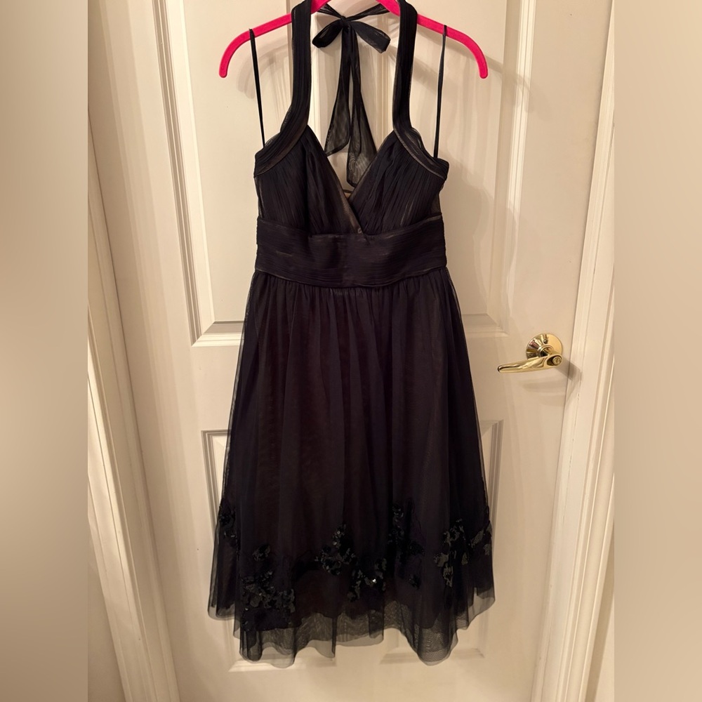 BCBG Max Azria Elegant Black Halter Evening Dress
